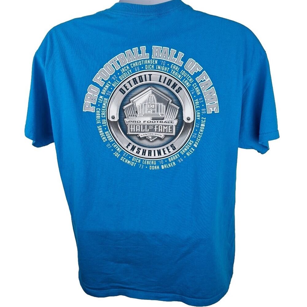 Official Hall of Fame Detroit Lions Legends Enshriners Blue Tshirt Size XL